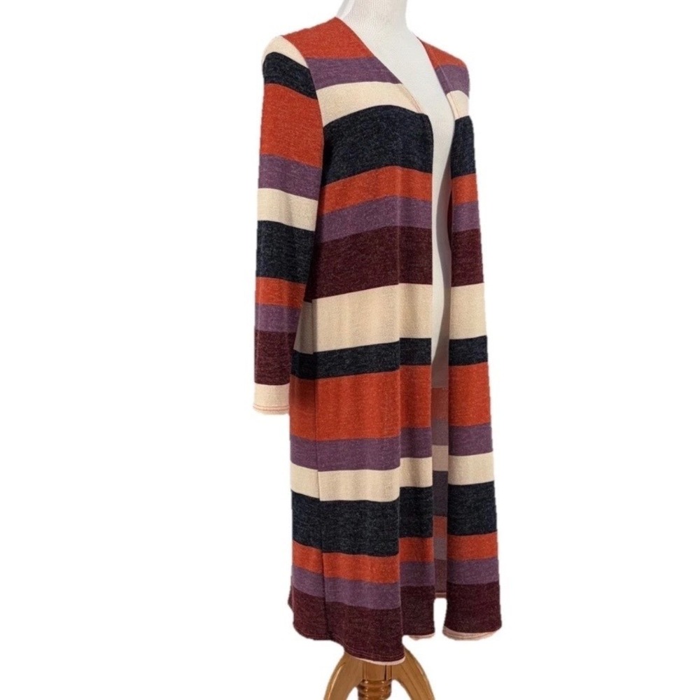 Jess Lea‎ Women S Striped Longline Duster Cardigan Sweater Orange Purple 20222